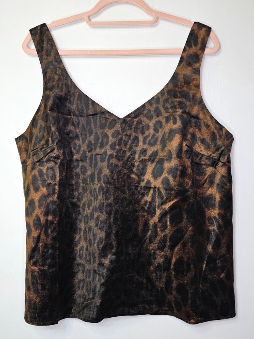 Cabi Party Tank #4822 Animal Leopard Print Velvet V-Neck Top Camisole Cami L